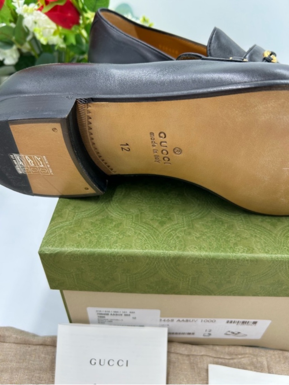 Men’s Gucci interlocking G logo leather loafers size 12 made Italy - Picture 9 of 9